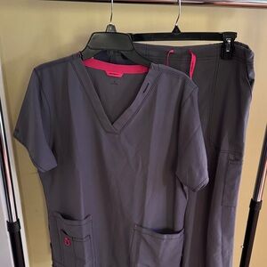 Carhartt Gray and Pink Scrub Set